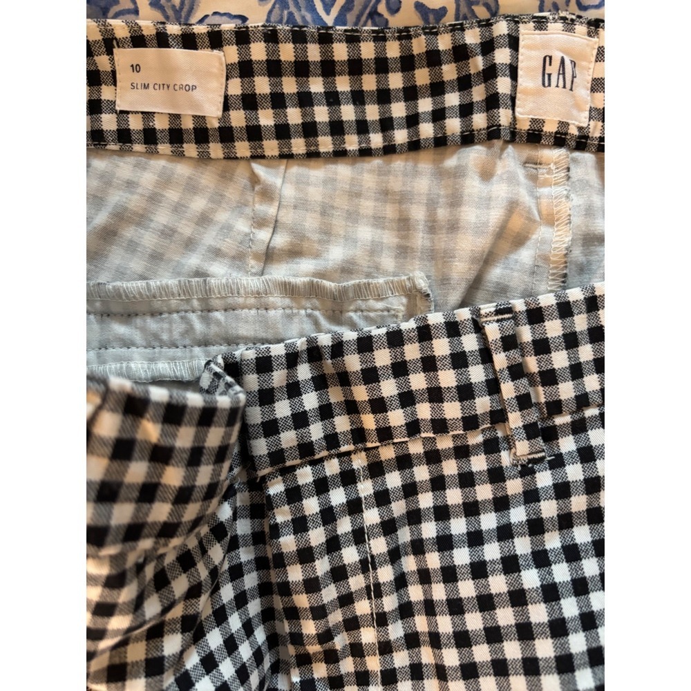 Gap Slim City Crop Pants Size 10 Gingham Black White Tapered EUC - Picture 2 of 6